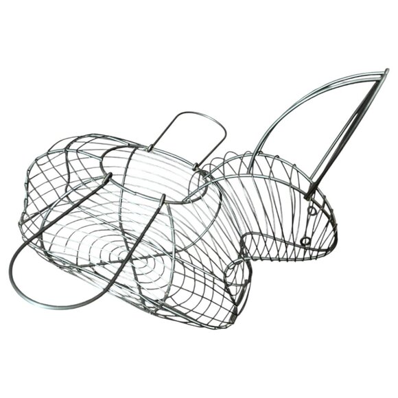 Vtg Wire Bunny Basket Moving Handles Egg Gathering Cottagecore Easter Decor - Picture 2 of 9